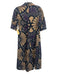 Lior Paris Size XS Navy, Purple, Beige Cotton Half Puff Sleeve Floral Midi Dress Navy, Purple, Beige / XS