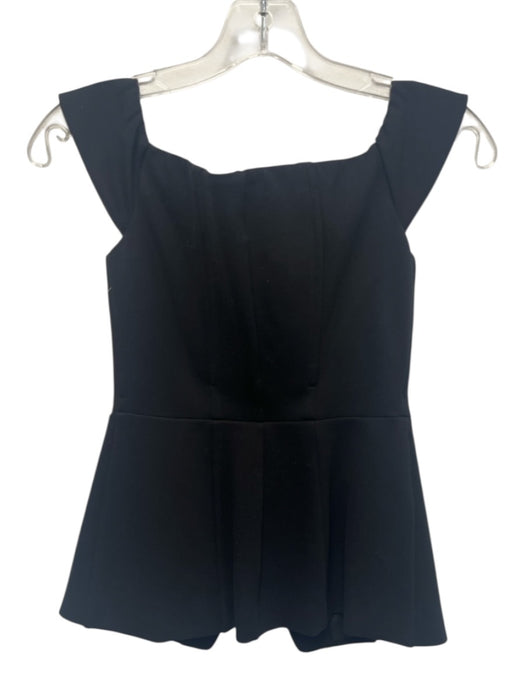 Favorite Daughter Size 0 Black Viscose Blend Cap Sleeve Button Front Boning Top Black / 0