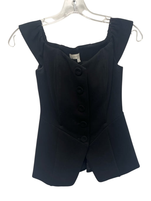 Favorite Daughter Size 0 Black Viscose Blend Cap Sleeve Button Front Boning Top Black / 0