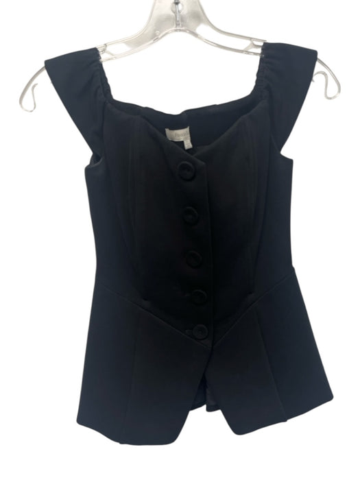 Favorite Daughter Size 0 Black Viscose Blend Cap Sleeve Button Front Boning Top Black / 0