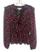 Milly Size P Pink & Black Polyester Long Sleeve Floral Shirred Pussybow Top Pink & Black / P