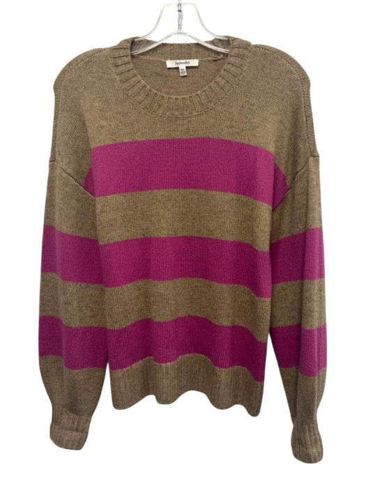 Splendid Size XS Beige & Pink Acrylic Blend Long Sleeve Striped Knit Sweater Beige & Pink / XS