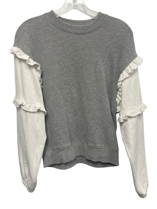Rebecca Minkoff Size XXS Gray & White Cotton Long Sleeve Heathered Sweater Gray & White / XXS