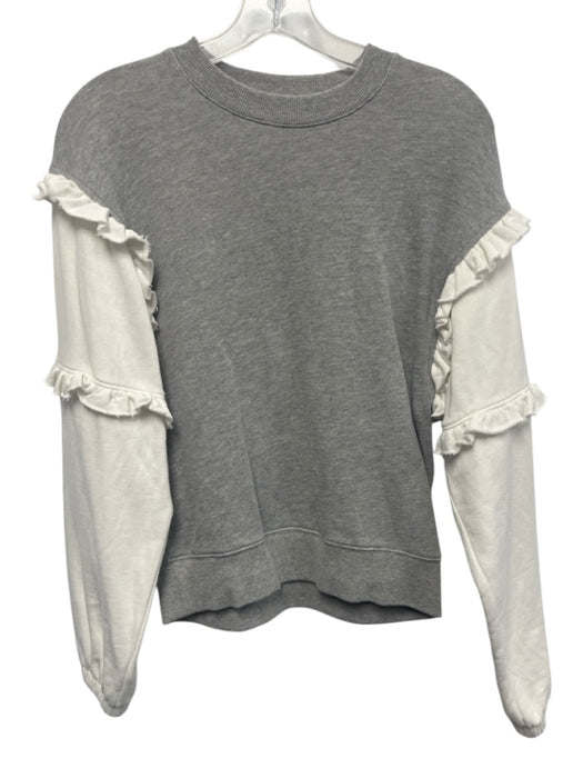 Rebecca Minkoff Size XXS Gray & White Cotton Long Sleeve Heathered Sweater Gray & White / XXS