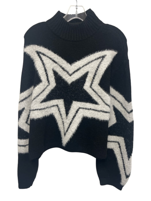 Lovers + Friends Size XXS Black & White Acrylic Blend Long Sleeve Star Sweater Black & White / XXS