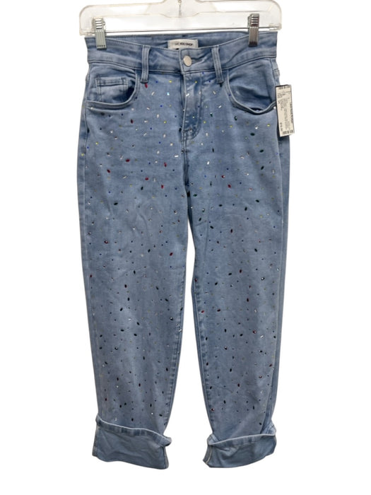 The Noli Shop Size 24 Light Wash Cotton Denim Zip & Button Rhinestone Jeans Light Wash / 24