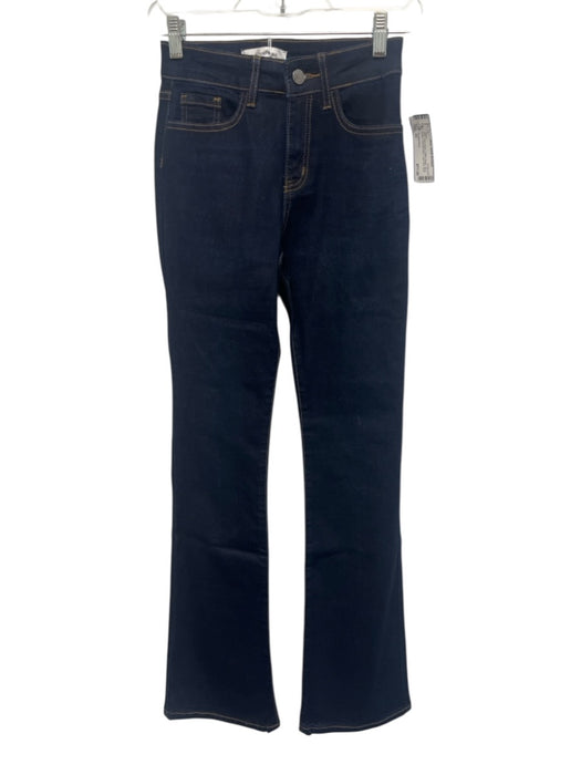 The Noli Shop Size 25 Dark Wash Cotton Denim Zip & Button Contrast Stitch Jeans Dark Wash / 25