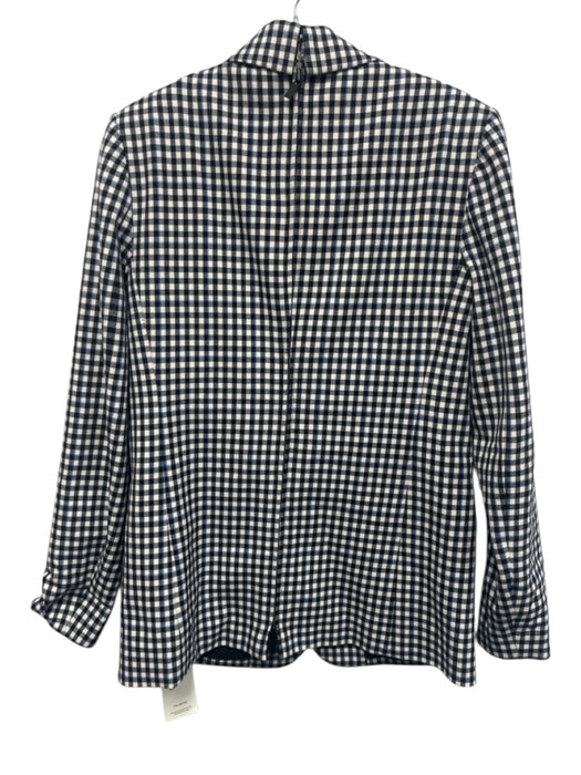 Tibi Size 0 Black & White Polyester Blend Checked Flap Pocket Back Zip Jacket Black & White / 0