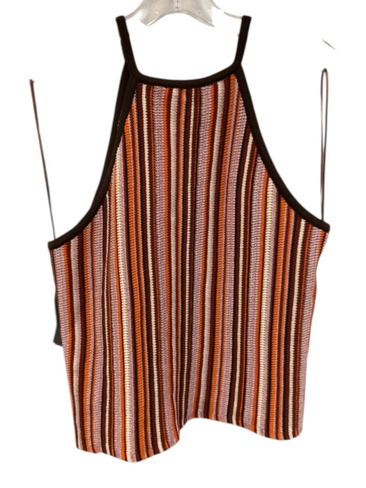 ME+EM Size S Orange, Brown & Multi Viscose Blend Open Knit Sleeveless Skirt Set Orange, Brown & Multi / S