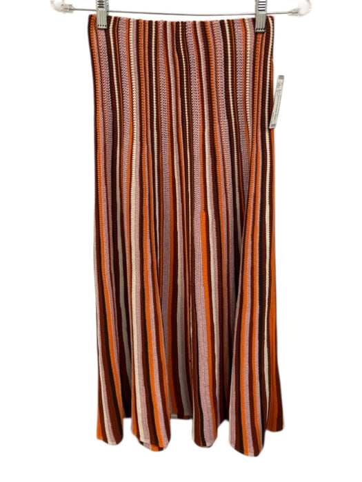ME+EM Size S Orange, Brown & Multi Viscose Blend Open Knit Sleeveless Skirt Set Orange, Brown & Multi / S
