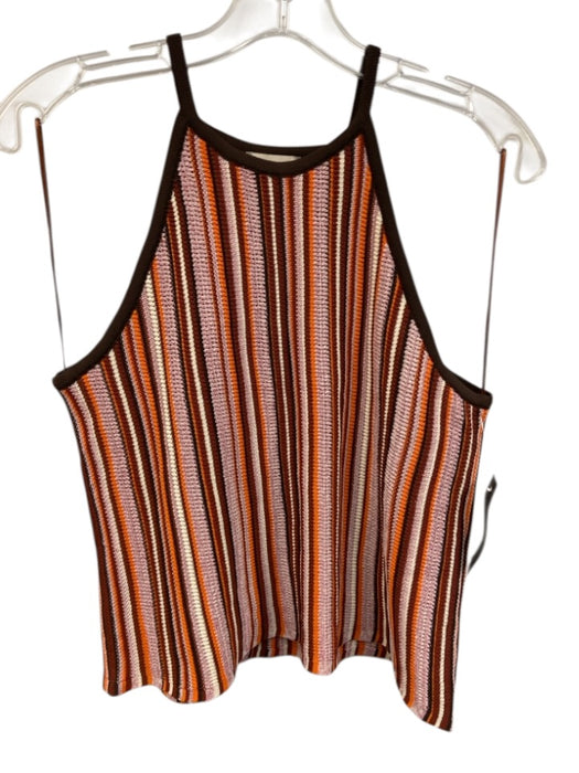 ME+EM Size S Orange, Brown & Multi Viscose Blend Open Knit Sleeveless Skirt Set Orange, Brown & Multi / S