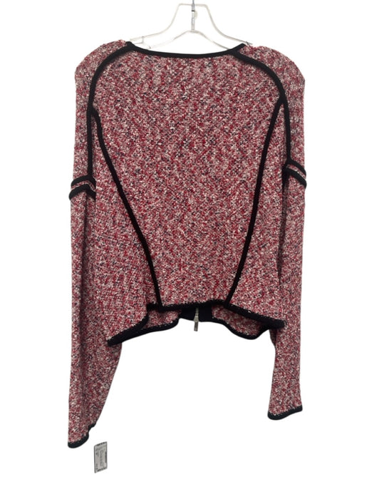 Rag & Bone Size S/P Red, Cream & Blue Cotton Blend Knit Boucle Zip Up Jacket Red, Cream & Blue / S/P