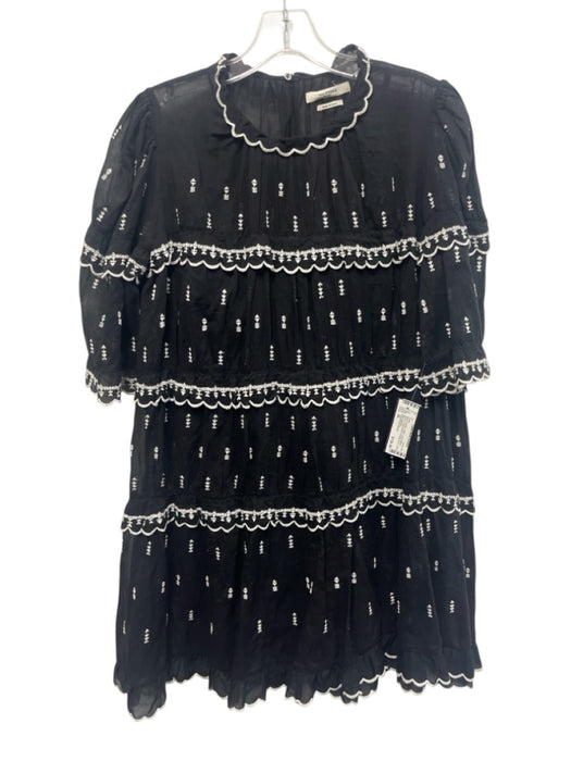 Isabel Etoile Marant Size 38 Black & White Cotton Long Balloon Sleeve Dress Black & White / 38