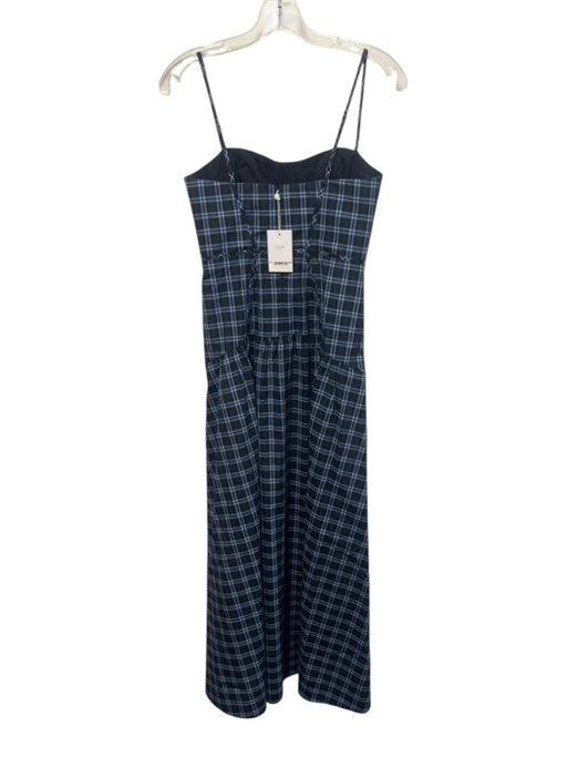 Cami NYC Size 0 Blue, Black & White Cotton Spaghetti Strap Plaid bustier Dress Blue, Black & White / 0