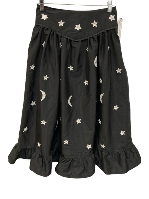 Batsheva Size 4 Black & White Polyester Yoke Detail Stars Rhinestones Maxi Skirt Black & White / 4