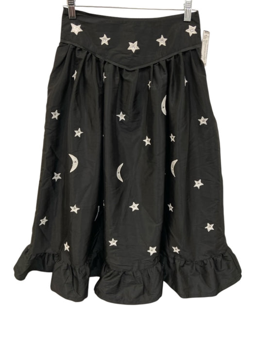 Batsheva Size 4 Black & White Polyester Yoke Detail Stars Rhinestones Maxi Skirt Black & White / 4
