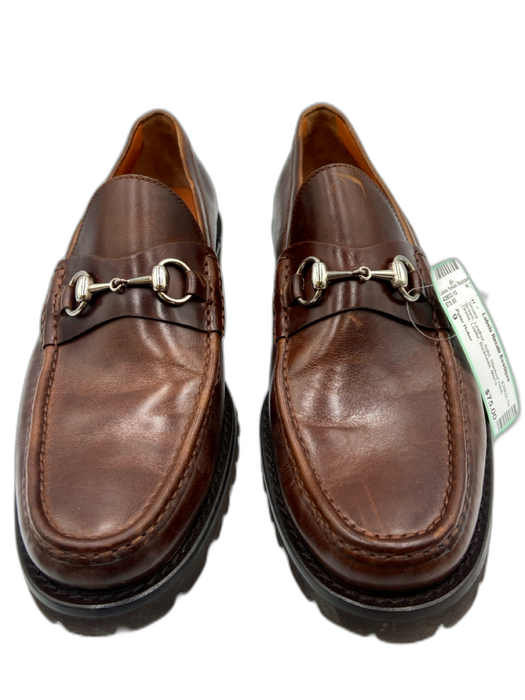 Peter Huber Shoe Size 9 Brown Leather Solid Stacked Heel Dress Men's Shoes Brown / 9