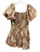 Loveshackfancy Size S Beige & Cream Cotton Shirred Floral Square Neck Mini Dress Beige & Cream / S