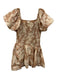 Loveshackfancy Size S Beige & Cream Cotton Shirred Floral Square Neck Mini Dress Beige & Cream / S