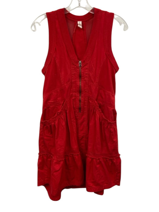 Daily Practice Size XXS Red Cotton Sleeveless Mesh Zip Up Pockets Dress Red / XXS