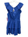 BB Dakota Size Small Blue Cotton Ruffle Cap Sleeve Gathered Back Keyhole Dress Blue / Small