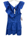 BB Dakota Size Small Blue Cotton Ruffle Cap Sleeve Gathered Back Keyhole Dress Blue / Small