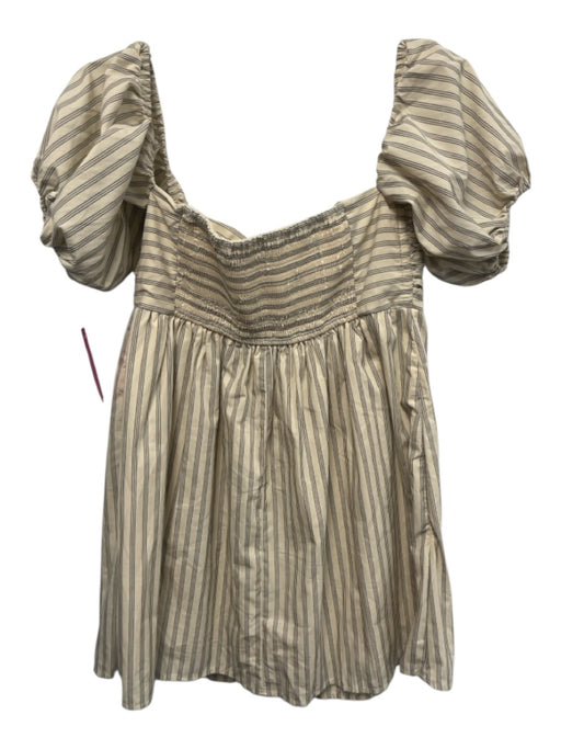 Abercrombie & Fitch Size MP Beige & Black Cotton Blend Short Puff Sleeve Romper Beige & Black / MP