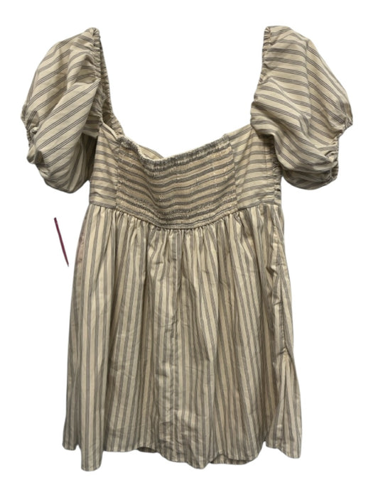 Abercrombie & Fitch Size MP Beige & Black Cotton Blend Short Puff Sleeve Romper Beige & Black / MP