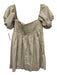 Abercrombie & Fitch Size MP Beige & Black Cotton Blend Short Puff Sleeve Romper Beige & Black / MP