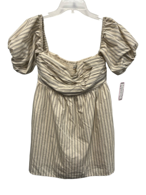 Abercrombie & Fitch Size MP Beige & Black Cotton Blend Short Puff Sleeve Romper Beige & Black / MP