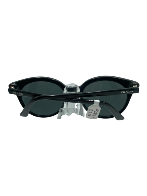 Prada Black Acetate Cat Eye Rounded Black Lens Sunglasses Black