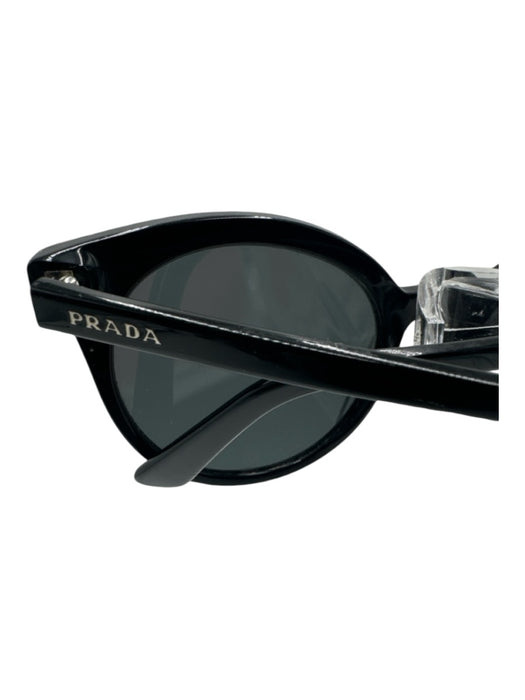 Prada Black Acetate Cat Eye Rounded Black Lens Sunglasses Black