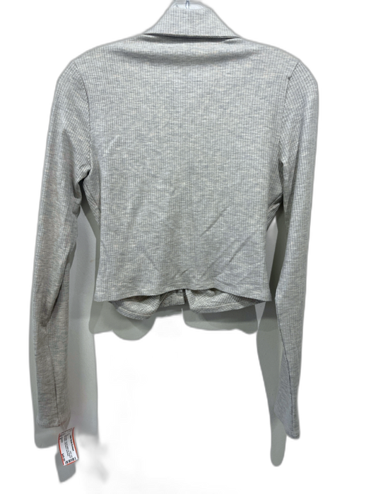 Reformation Size M Gray & Beige Tencel Button Up Abstract Print Ribbed Top Gray & Beige / M