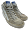 Golden Goose Shoe Size 40 White & Gray Leather Ankle High Side Zip Sneakers White & Gray / 40