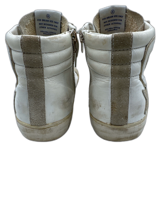 Golden Goose Shoe Size 40 White & Gray Leather Ankle High Side Zip Sneakers White & Gray / 40