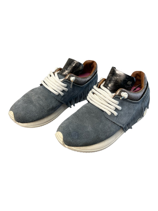 Esse Ut Esse Shoe Size 39 Blue Gray Leather Suede lace up Fringe Sneaker Shoes Blue Gray / 39