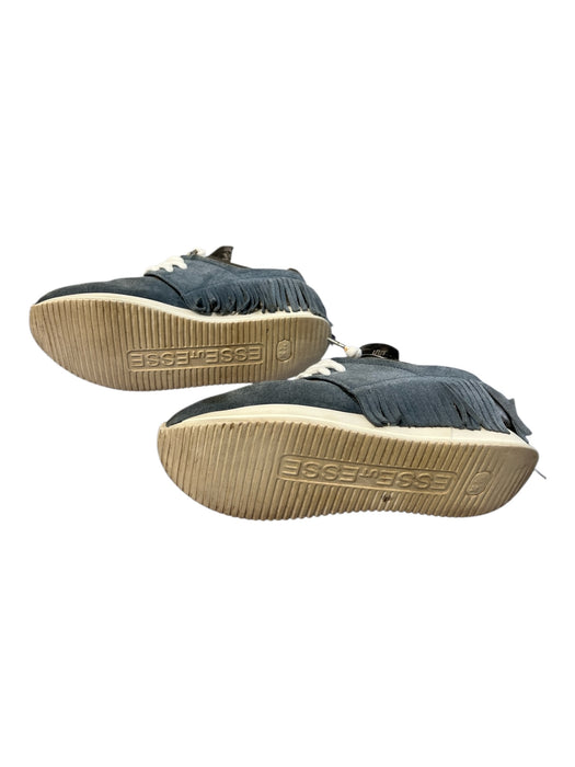 Esse Ut Esse Shoe Size 39 Blue Gray Leather Suede lace up Fringe Sneaker Shoes Blue Gray / 39