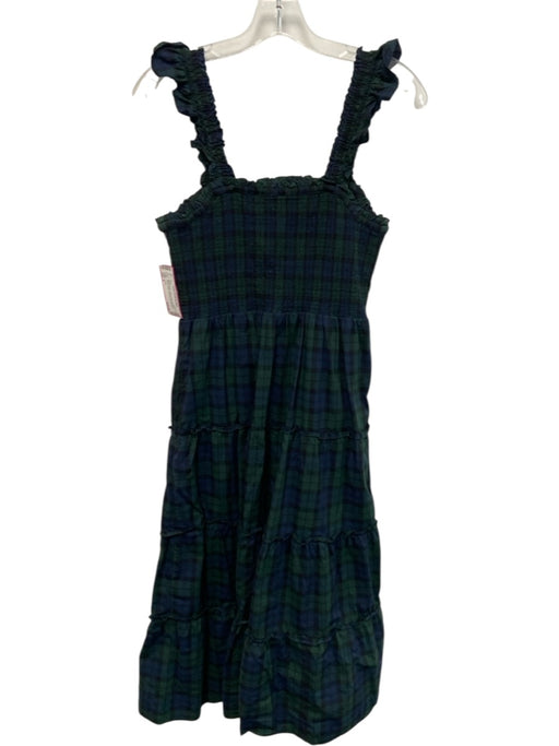 J. Crew Size S Blue & Green Cotton Plaid smocked Square Neck Sleeveless Dress Blue & Green / S
