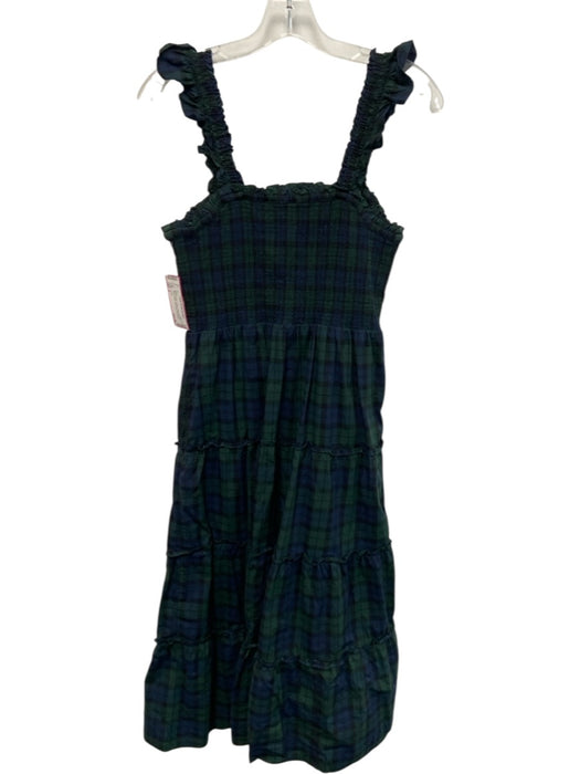 J. Crew Size S Blue & Green Cotton Plaid smocked Square Neck Sleeveless Dress Blue & Green / S