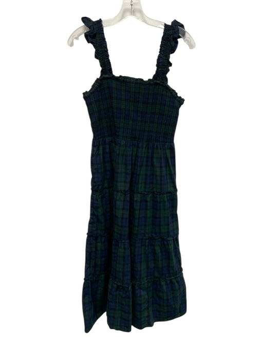 J. Crew Size S Blue & Green Cotton Plaid smocked Square Neck Sleeveless Dress Blue & Green / S