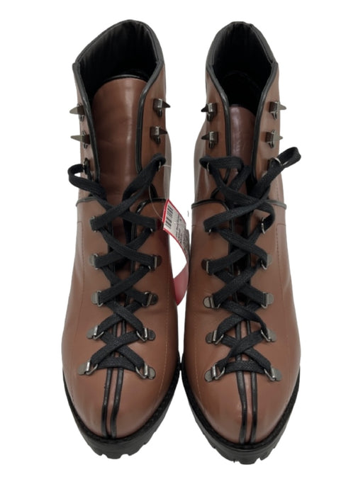Alaia Shoe Size 39.5 Mauve & Black Leather Stiletto lace up Booties Mauve & Black / 39.5