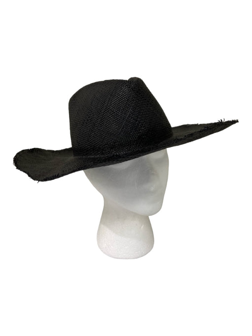 Janessa Leone Black Straw Woven Cow Boy Hat Black / L