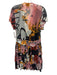 Desigual Size XL Black, White & Multi Mesh Flutter Cap sleeve Abstract Dress Black, White & Multi / XL