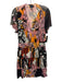 Desigual Size XL Black, White & Multi Mesh Flutter Cap sleeve Abstract Dress Black, White & Multi / XL