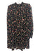 Ganni Size 36 Black, Pink, Green Viscose Long Sleeve Floral Mock Turtle Dress Black, Pink, Green / 36