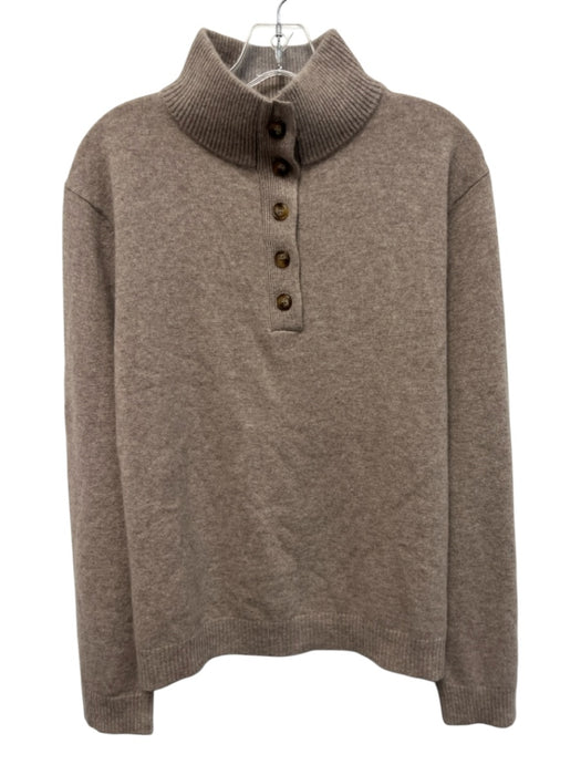 Alice Walk Size L Taupe Brown Cashmere Long Sleeve 1/2 Button Sweater Taupe Brown / L