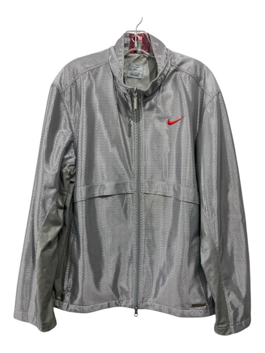 Nike Size L Silver Synthetic Mesh Zip UP Men's Jacket L