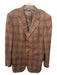 Zegna Brown & Blue Wool Blend Plaid 3 button Men's Blazer 56