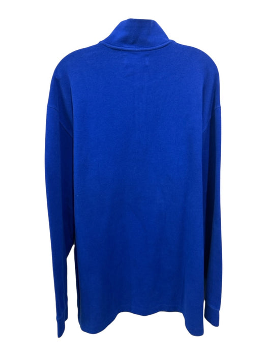 Polo Size XLT Blue Cotton Solid Quarter Zip Men's Long Sleeve Shirt Blue / XLT