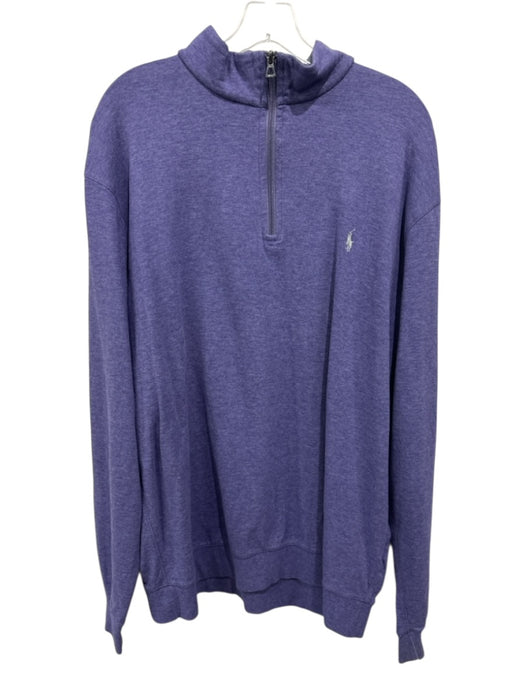 Polo Size XLT Purple Cotton Solid Quarter Zip Men's Long Sleeve Shirt Purple / XLT